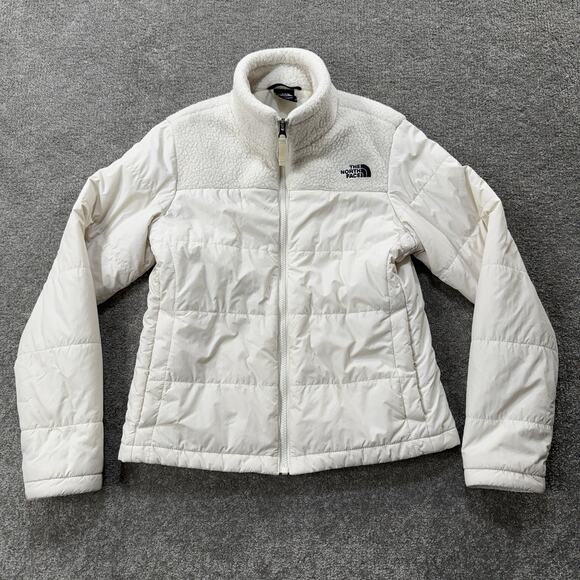 The North Face Womens North Peak Insulated Fleece Jacket White Small Full Zip - Picture 1 of 9